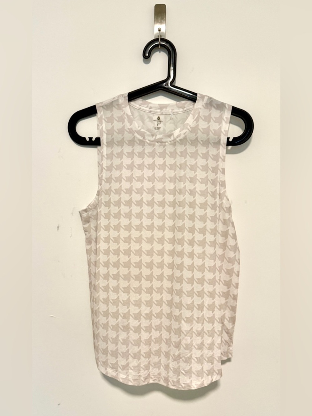 Spiritual Gangster Beige & Cream Houndstooth Tank Top - Small, New w/o tags